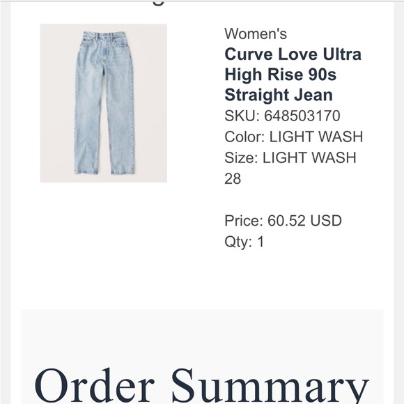 COPY - Abercrombie Curve Love Ultra
High Rise 90s
Straight Jean - Picture 1 of 2